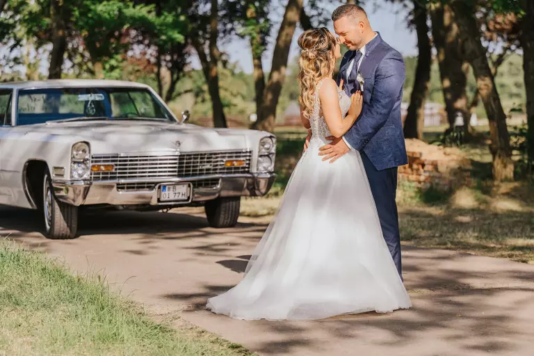 Brautpaar Vor Cadillac 1 – Hochzeitsfoto von Norman Reichelt
